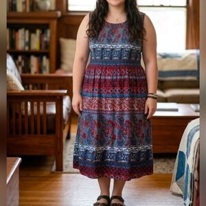 Take Two Bohemian Sleeveless Dress - Red and Blue